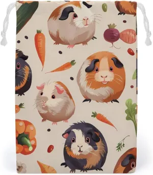 Cute Guinea Pigs Drawstring Bag Portable Storage Bags Small Pouch for Sports Travel 20 * 25cm