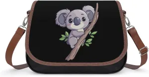 Cute Koala Climbing Tree Crossbody Bags for Women Shoulder Bag Flap Handbags Leather Cross Body Purse