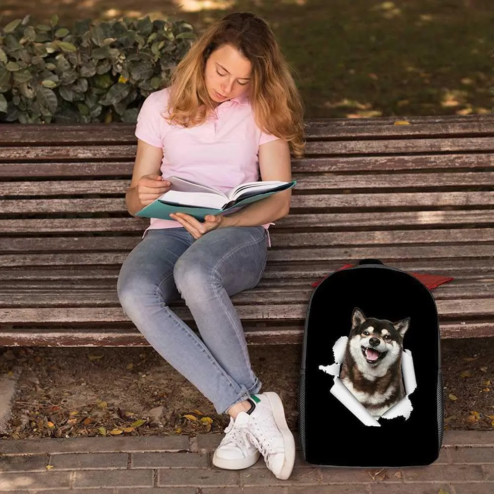 Cute Labrador Dog Backpack Daypack Lovely Dog Print Bookbag Laptop Bag For Work Travel Hiking 17 Inch Black Lightweight