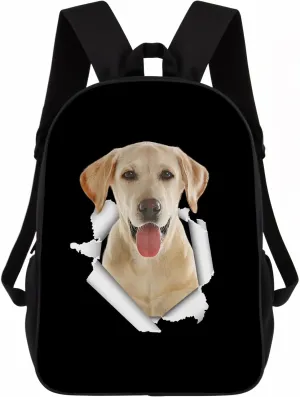 Cute Labrador Dog Backpack Daypack Lovely Dog Print Bookbag Laptop Bag For Work Travel Hiking 17 Inch Black Lightweight