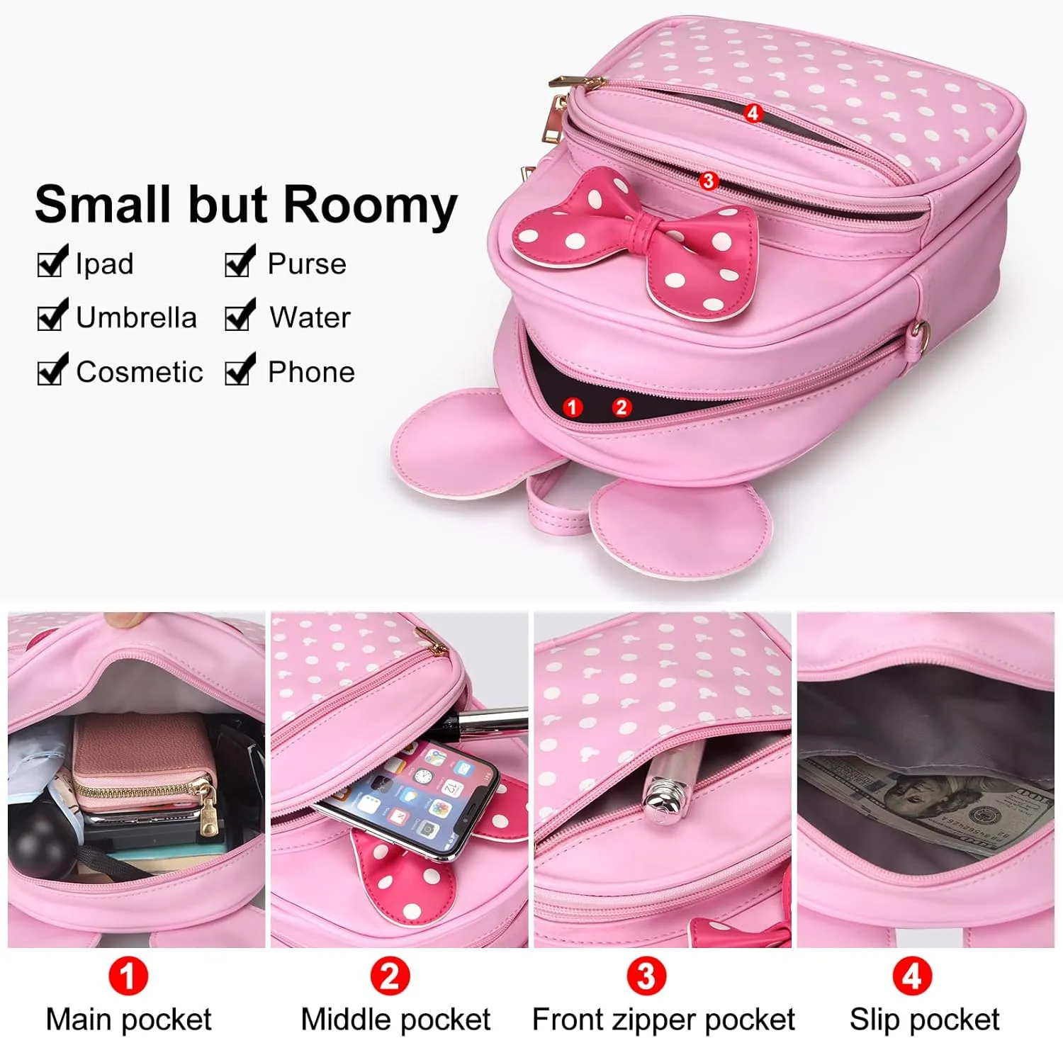 Cute Little Girls Backpacks Mini Mouse Backpack Kids Backpack Small Backpack Purses Pink Leather Toddler Backpack Best Travel Bag Crossbody Purse Baby Backpack Preschool Backpack