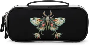 Cute Moth Beautiful Butterfly Insect Pencil Case Portable Makeup Bag Pencil Pouch Travel Makeup Case Organizer for Women Men