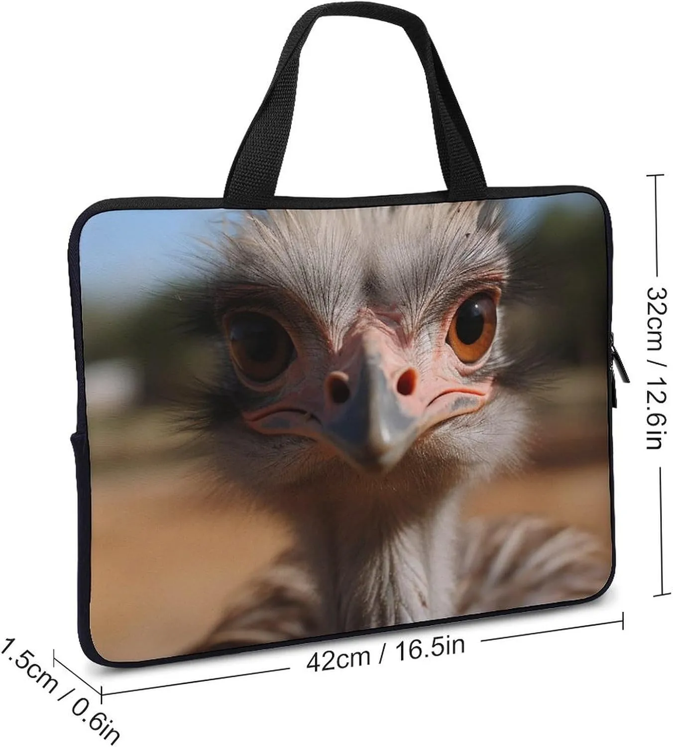 Cute Ostrich Laptop Bag Durable Laptop Sleeve Water-Resistant Notebook Bag for Computer Or Tablet