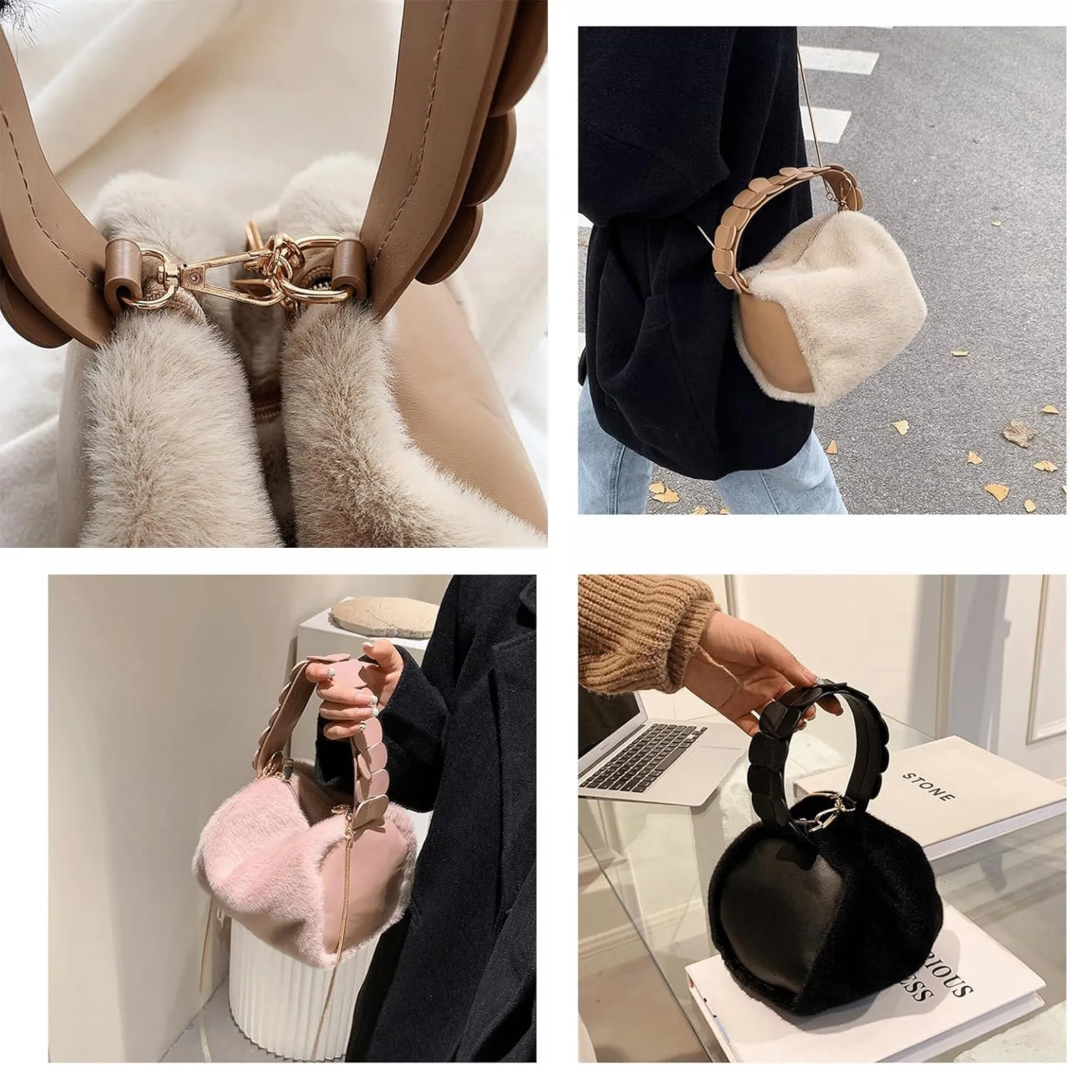 Cute Purse Small Furry Hobo Bag Fluffy Mini Purses Retro Soft Classic Chic Faux Fur Convertible Handbag