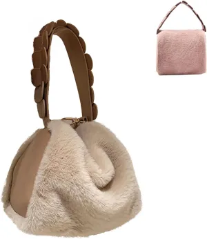 Cute Purse Small Furry Hobo Bag Fluffy Mini Purses Retro Soft Classic Chic Faux Fur Convertible Handbag