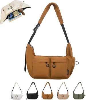 Dallaswind Large Capacity Messenger Canvas Bag, Vintage Water Resistant Canvas Satchel, Large Crossbody Bag Shoulder Purse