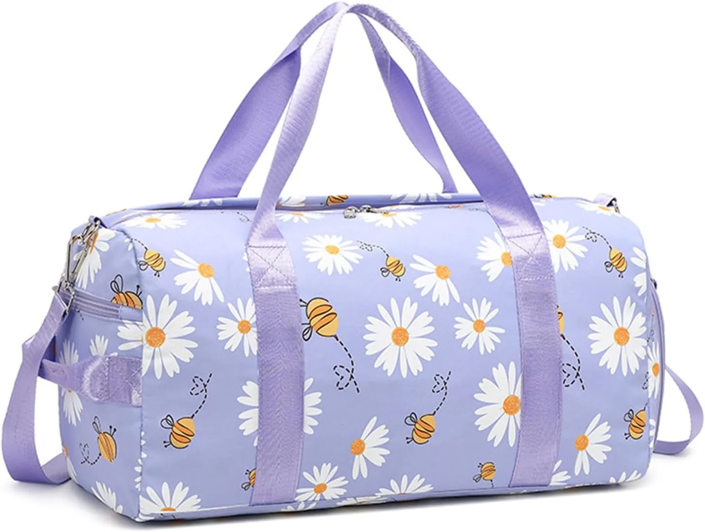 Dance Bag for Girls Gymnastics Bag Teens Gym Sports Ballet Bags Girls Overnight Sleepover Duffle Bags with Shoe Compartments and Wet Pocket,Daisy