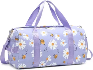 Dance Bag for Girls Gymnastics Bag Teens Gym Sports Ballet Bags Girls Overnight Sleepover Duffle Bags with Shoe Compartments and Wet Pocket,Daisy