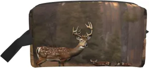 Deer Hunting Print Travel Essentials Storage Bag Cosmetic Organizer Pouch Large Capacity Zippered