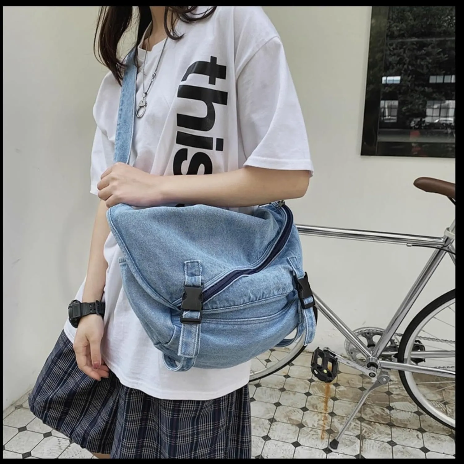 Denim Crossbody Bags For Women Men Retro Blue Jean Purses Tote Bag Canvas Messenger Bag Shoulder Bag Handbag