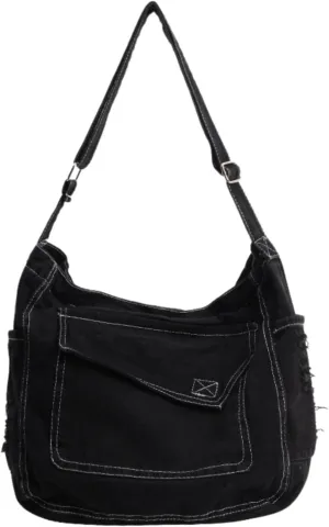 Denim Messenger Bag 2025, Denim Aesthetic Crossbody Shoulder Bags for Women Men, Retro Jean Tote Hobo Bag Handbag