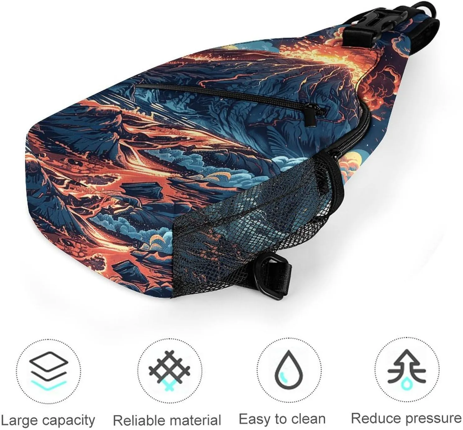 Depicts A Volcano Sling Bag Crossbody Bags Cross Body Bag Fanny Packs Chest Bags Sling Purses for Travel