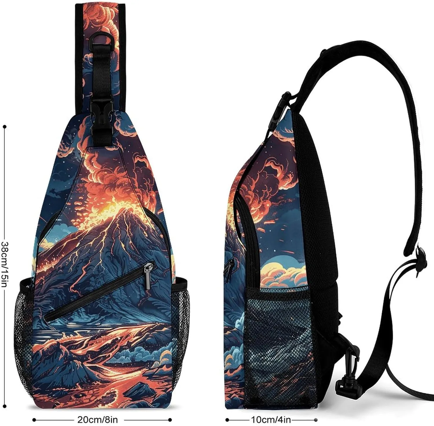 Depicts A Volcano Sling Bag Crossbody Bags Cross Body Bag Fanny Packs Chest Bags Sling Purses for Travel