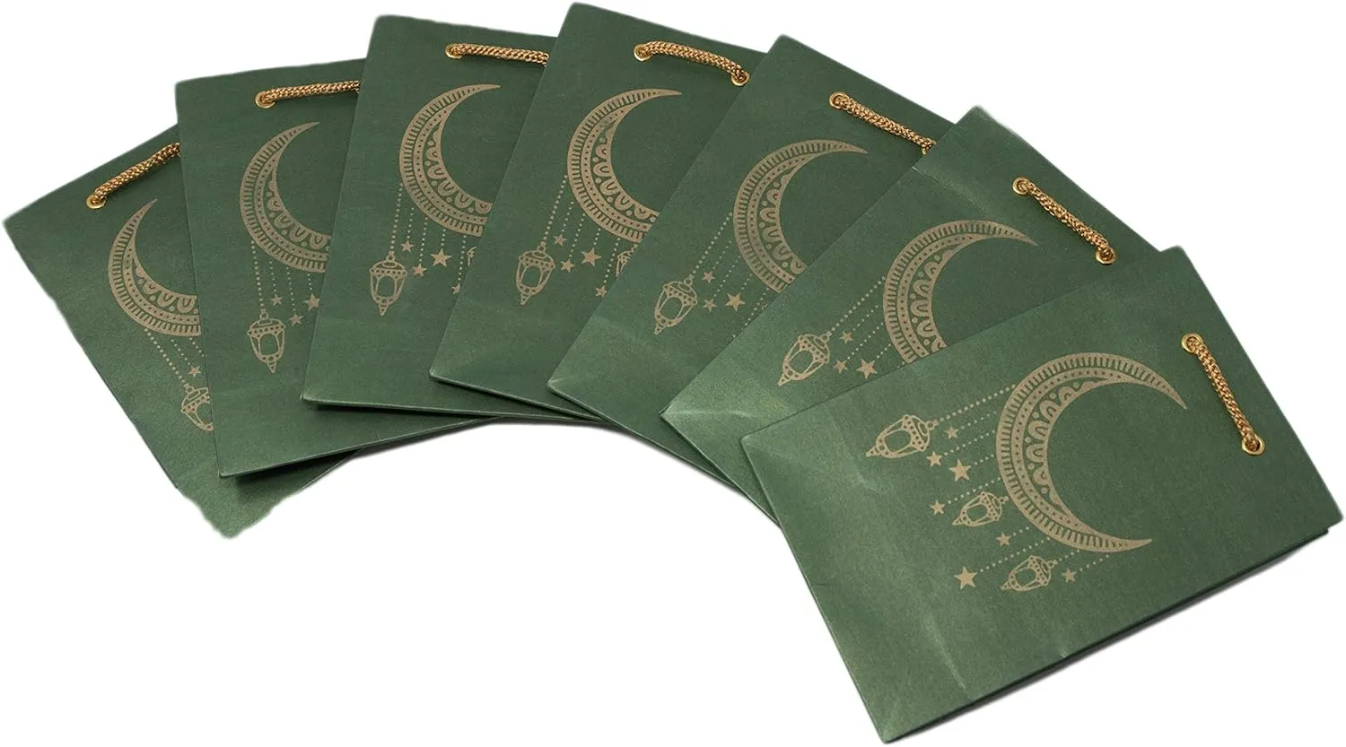 Desi Favors Small Gift Bags for Eid or Ramadaan or Any Religious Events, Paper Shopping Bags with Twill Handles, Craft Totes in Bulk, Small Business, Retails Stores - 8x3x5 Inch (Pack of 8)