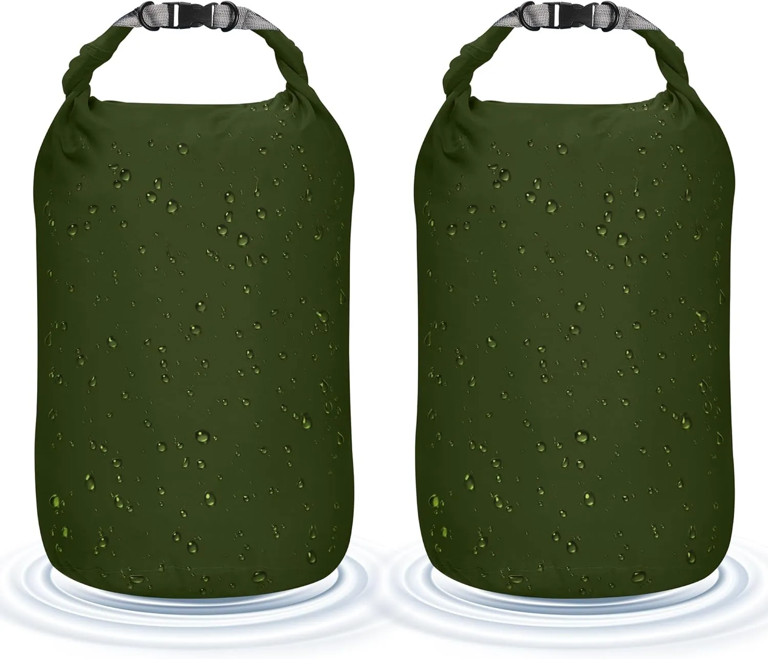 Desoto Waterproof Dry Bag 2 packs, 2L/5L/10L/20L/40L/70L Dry Sack Lightweight Portable, Dry Storage Bag to Keep Gear Dry Clean for Kayaking, Gym, Hiking, Swimming, Camping (Army Green, 70L)
