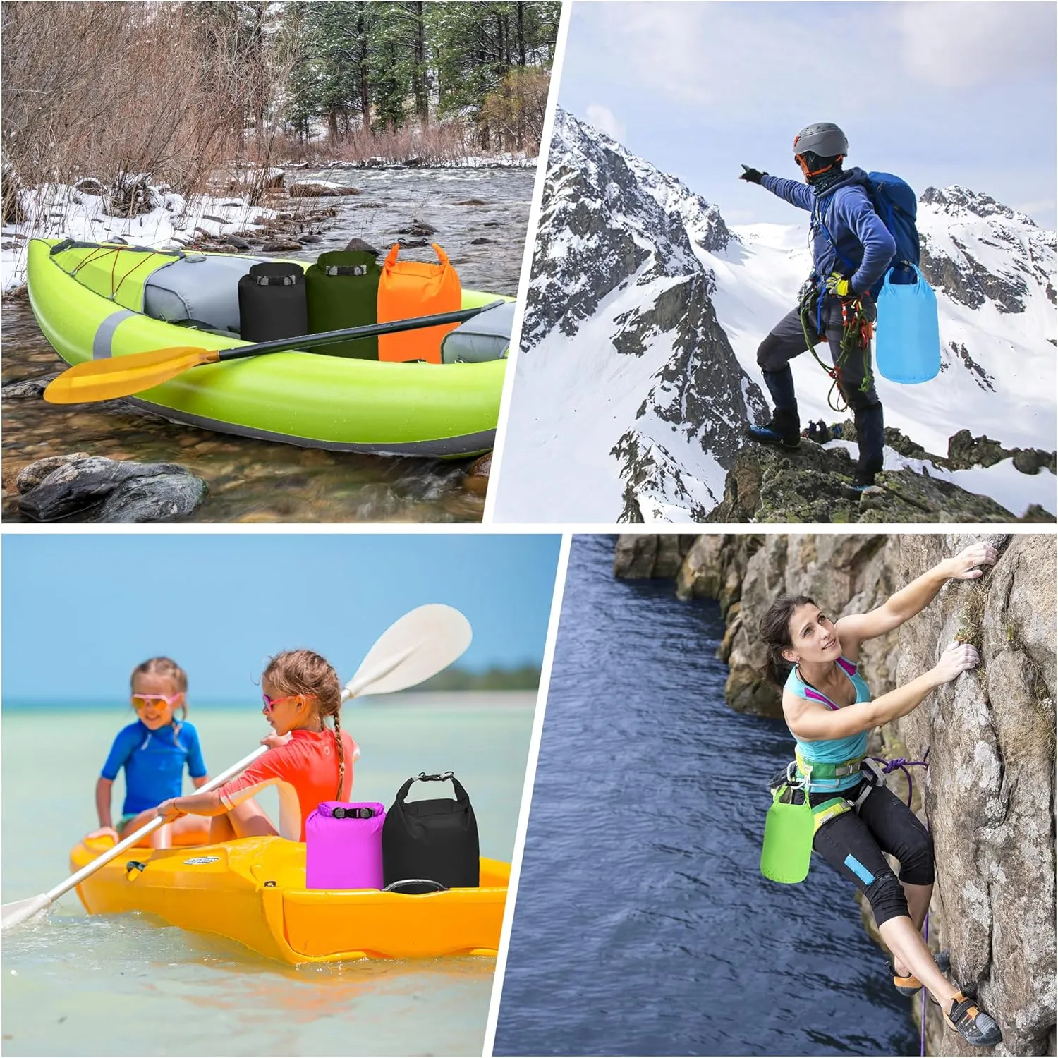Desoto Waterproof Dry Bag 2 packs, 2L/5L/10L/20L/40L/70L Dry Sack Lightweight Portable, Dry Storage Bag to Keep Gear Dry Clean for Kayaking, Gym, Hiking, Swimming, Camping (Army Green, 70L)