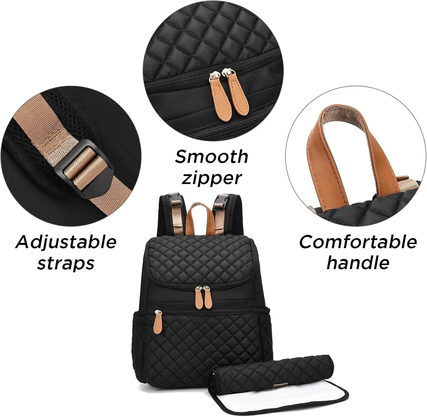 Diaper Backpack-Multifunction Waterproof Diaper with Changing Pad Travel Large Capacity Essentials Baby Diaper