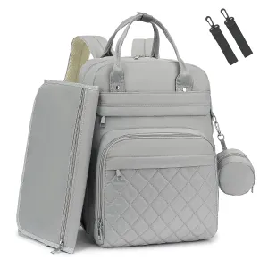 Diaper Bag Backpack, Baby Bag for Mom Dad, 4-in-1 Multi-pocket Large Capacity Waterproof Diaper Backpack with Changing Pad & Stroller Straps & Pacifier Case