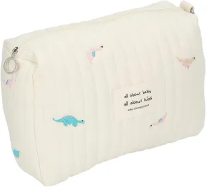 Diaper Bag Organizing Pouch,Large Capacity Stroller Diaper Storage Bag,Exquisite Embroidery Cotton Portable Zippered Travel Daily Storage Bag (Dinosaur)
