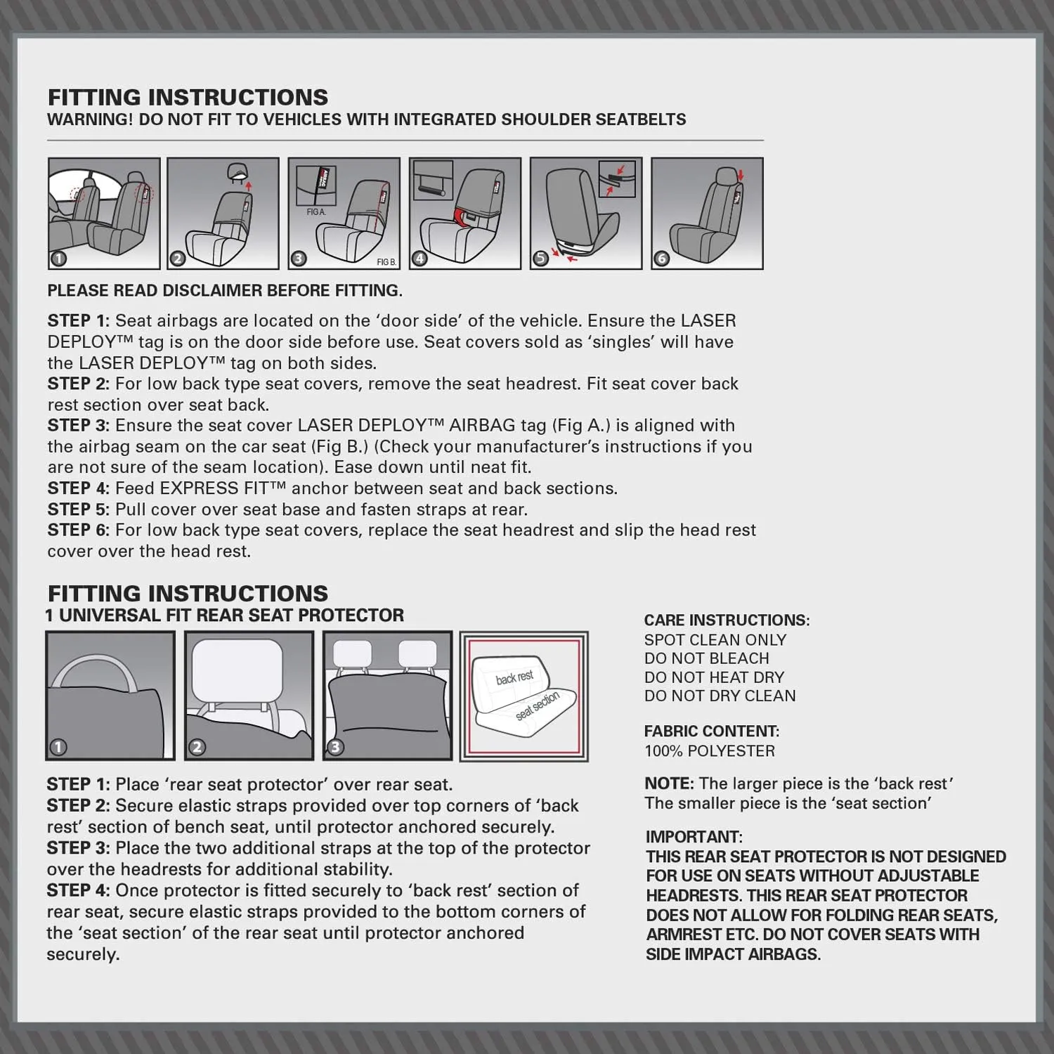 DICKIES 3003323LD, Trader Black 3-Piece Water Resistant Seat Cover Set