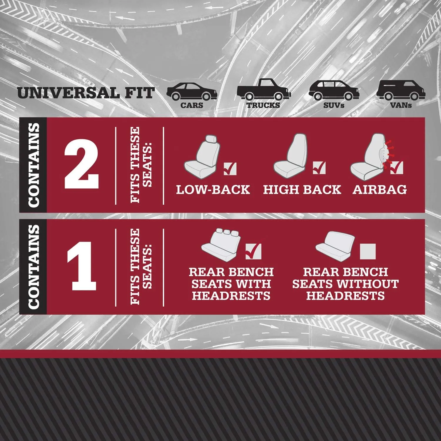 DICKIES 3003323LD, Trader Black 3-Piece Water Resistant Seat Cover Set