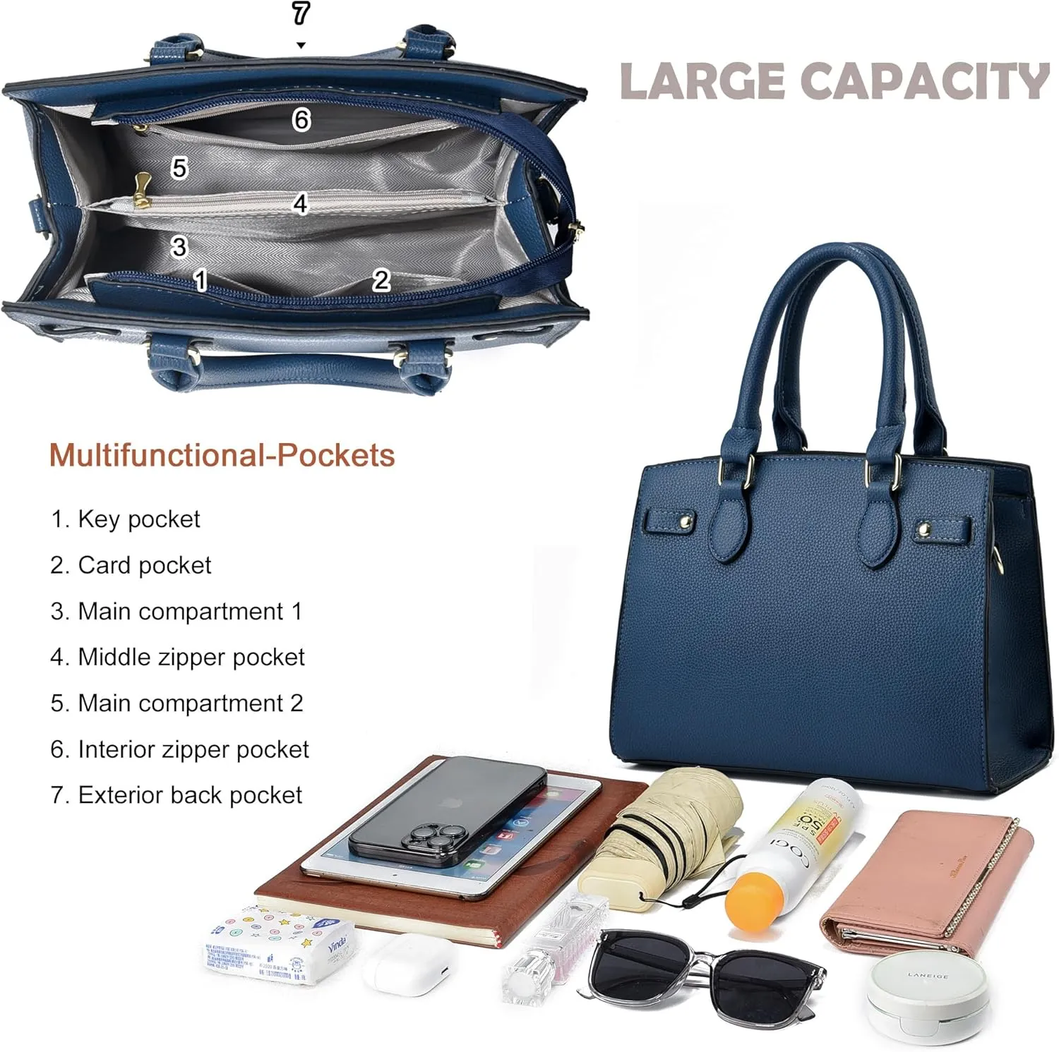 DMICXEL Tote Bag Crossbody Purses for Women Shoulder Handbag PU Leather Top Handle Satchel Bags