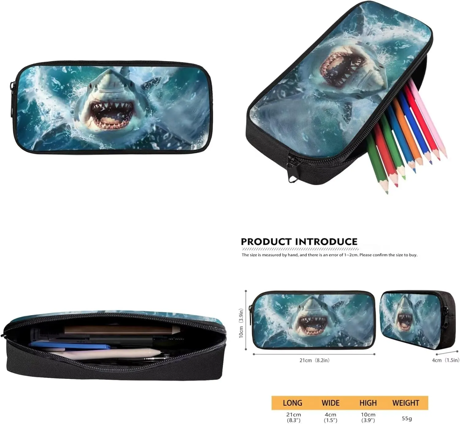 doginthehole 3D Shark Backpack for Boys Cool Bookbag and Lunch Box Set for Boys 4-in-1 Lightweight Boys School Bags 9-10 Years for Preschool Elementary School Kids Casual Travel Book Bags