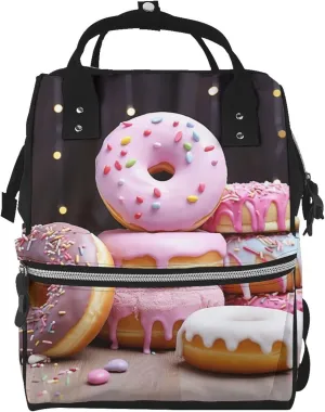 Donut Cake Diaper Bag Backpack for Women Waterproof Mummy Backpack Large Nappy Bag Nursing Bag
