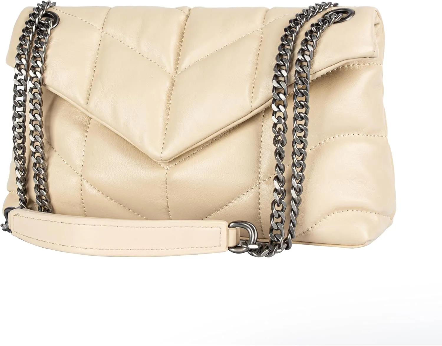 DORIS&JACKY Designer Leather Shoulder Purse For Women Lambskin Quilted Tote Bag With Convertible Chain Strap