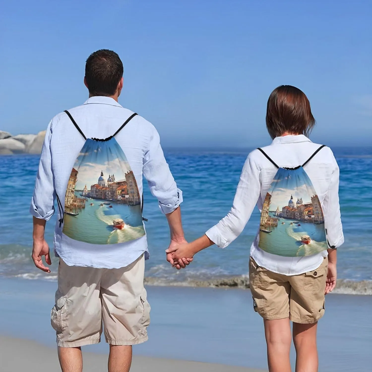 Drawstring Backpack Gym Bag Cinch Bag Foldable Draw String Back Bag Grand canal in Italy Drawstring Bags for Travel