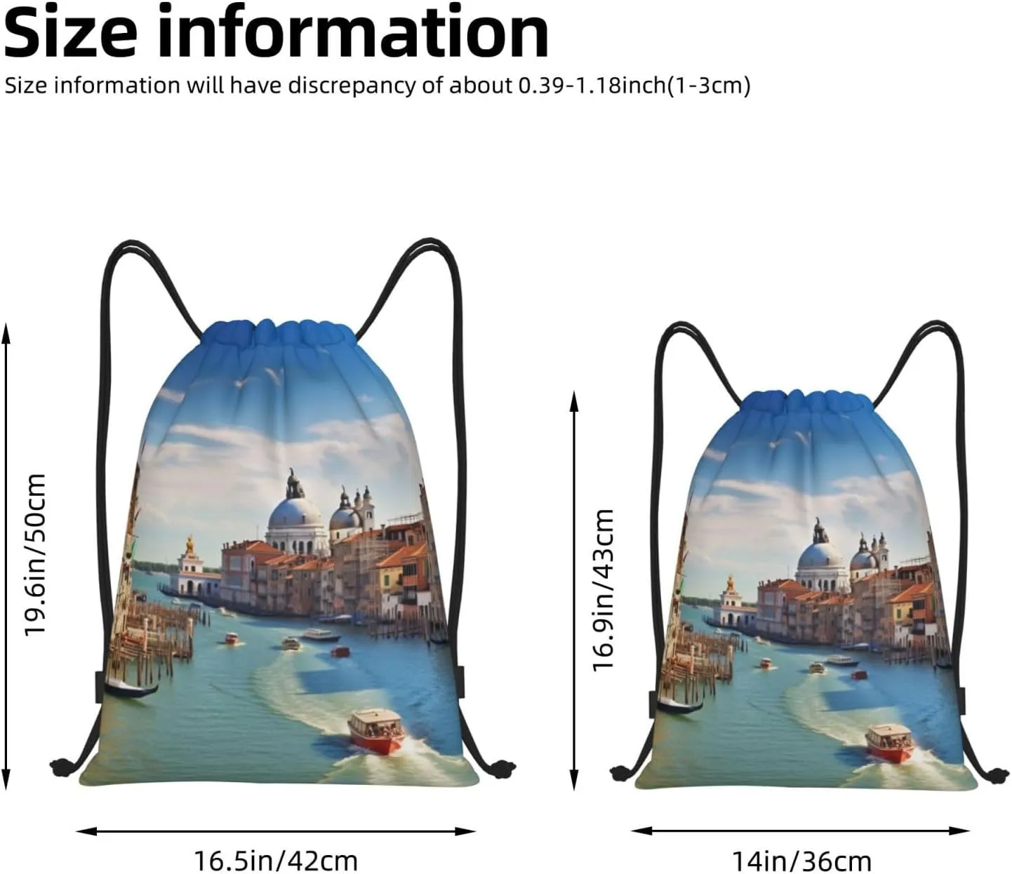 Drawstring Backpack Gym Bag Cinch Bag Foldable Draw String Back Bag Grand canal in Italy Drawstring Bags for Travel