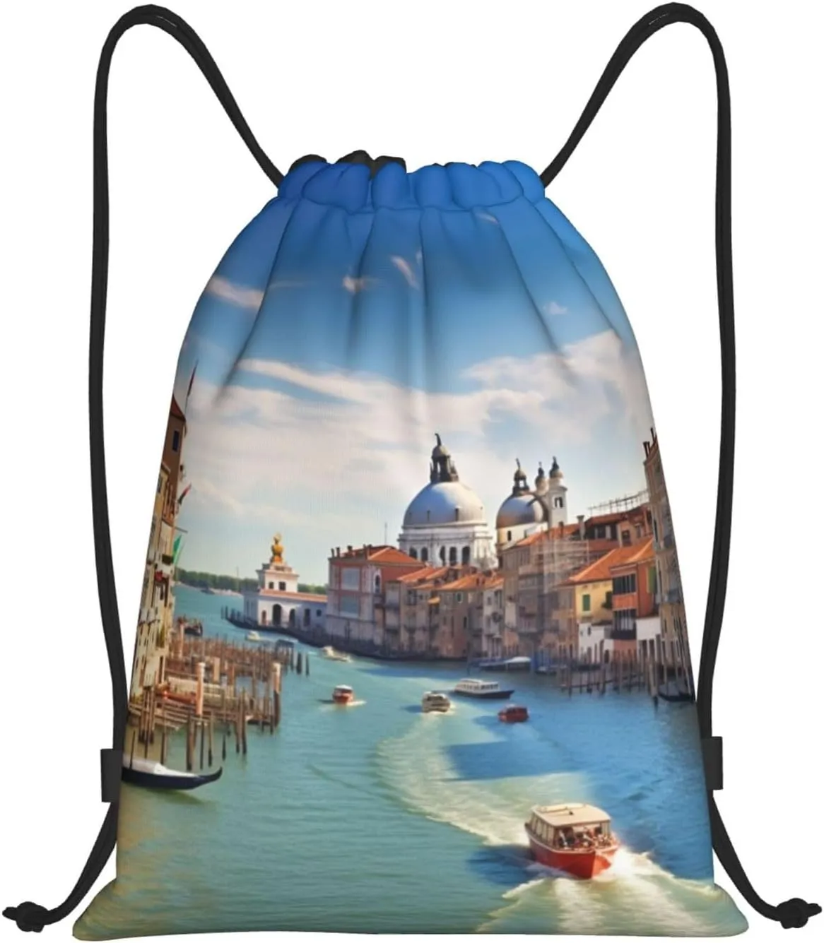 Drawstring Backpack Gym Bag Cinch Bag Foldable Draw String Back Bag Grand canal in Italy Drawstring Bags for Travel