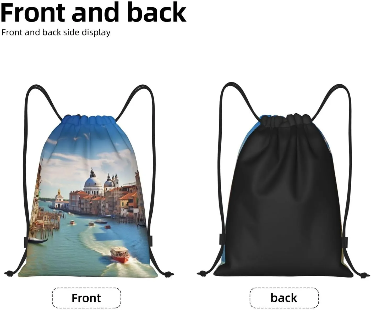 Drawstring Backpack Gym Bag Cinch Bag Foldable Draw String Back Bag Grand canal in Italy Drawstring Bags for Travel