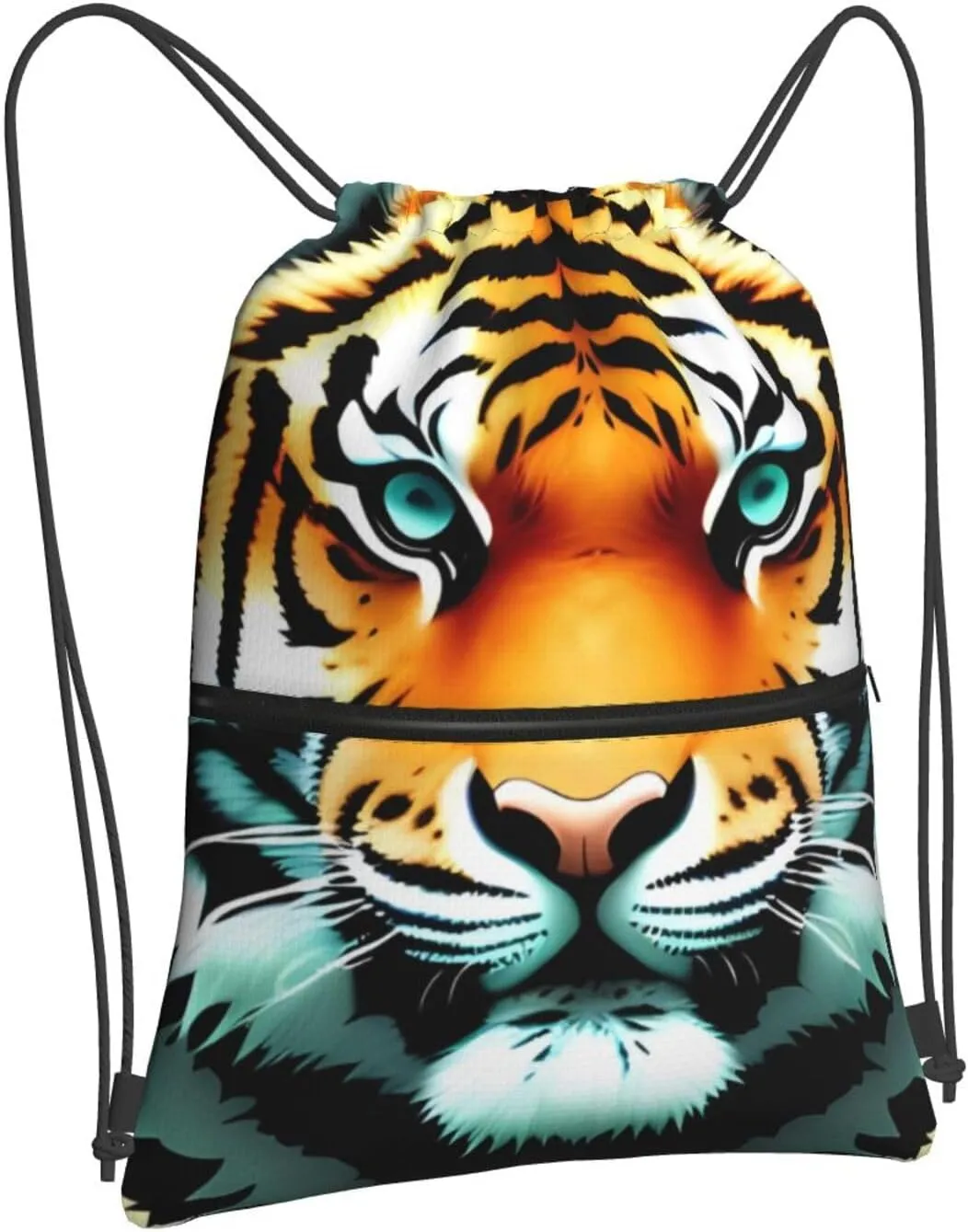 Drawstring Backpack Sports Gym Bags Little fat tiger head Drawstring Bags for Men Women Beach Bag String Bag