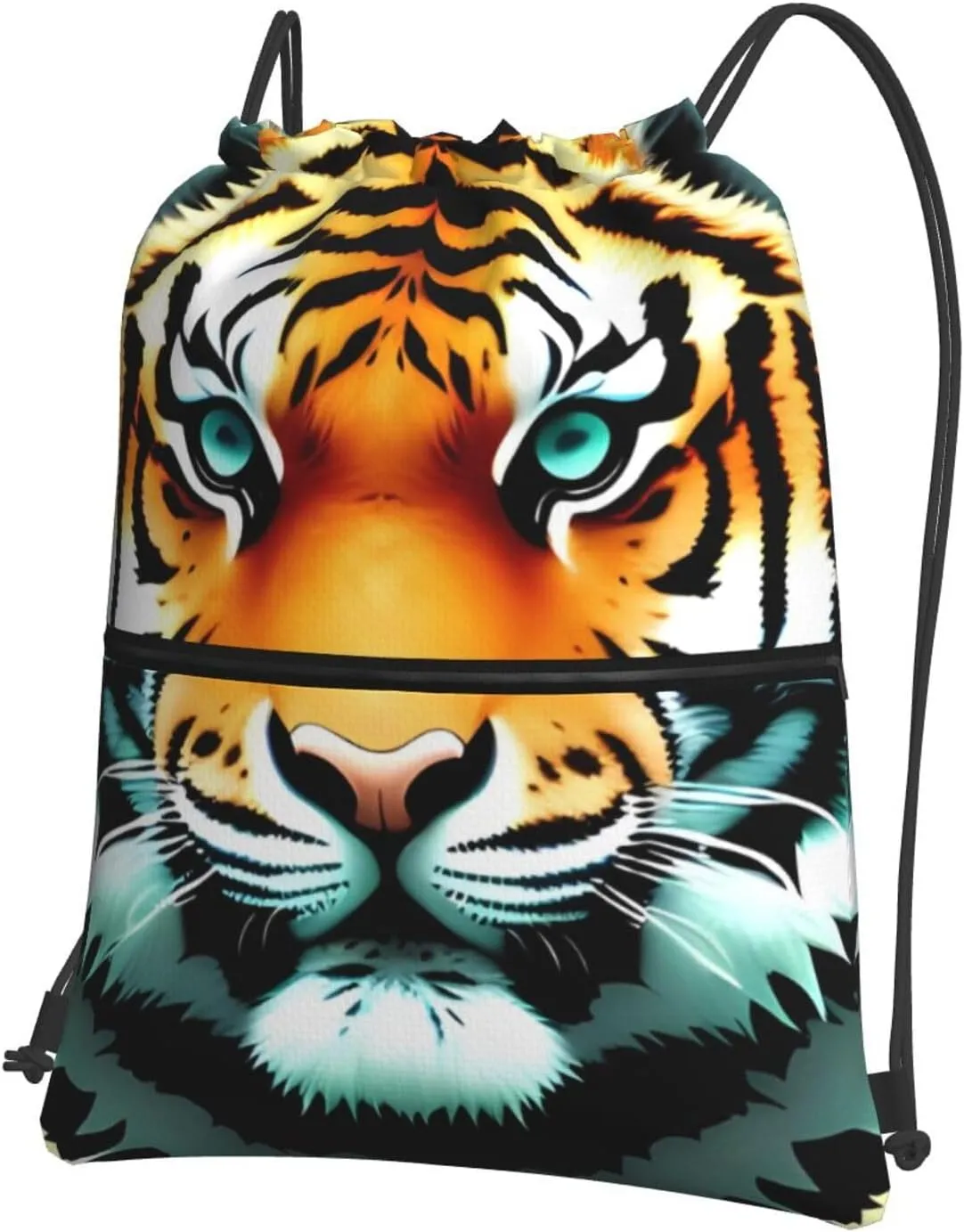 Drawstring Backpack Sports Gym Bags Little fat tiger head Drawstring Bags for Men Women Beach Bag String Bag