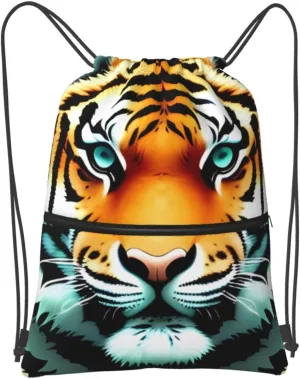Drawstring Backpack Sports Gym Bags Little fat tiger head Drawstring Bags for Men Women Beach Bag String Bag