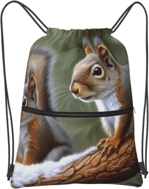 Drawstring Backpack Sports Gym Bags Little Squirrel Drawstring Bags for Men Women Beach Bag String Bag