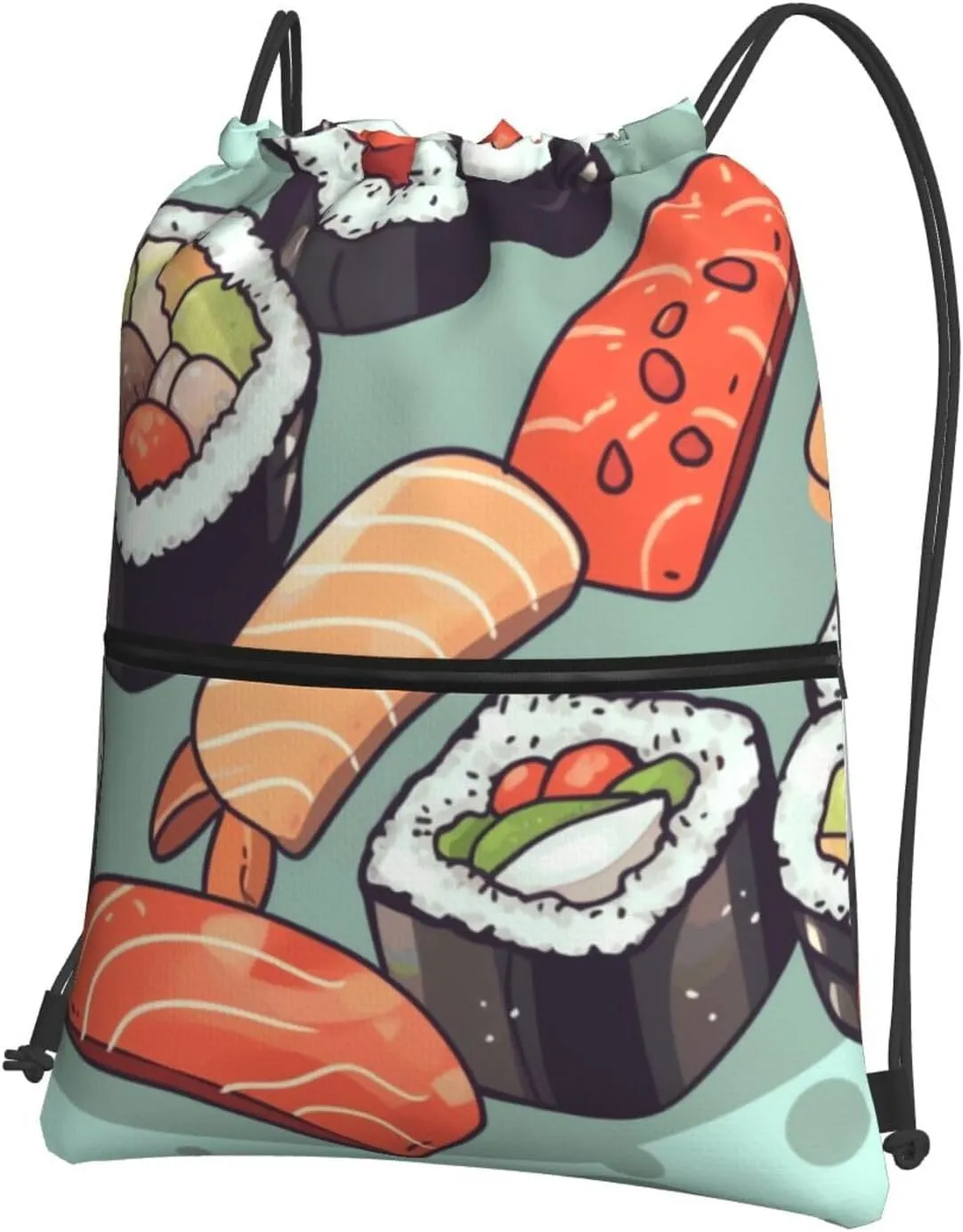 Drawstring Backpack Sports Gym Bags Sushi Drawstring Bags for Men Women Beach Bag String Bag