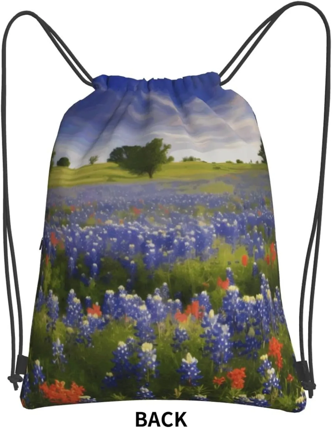 Drawstring Backpack Sports Gym Bags Texas Bluebonnets Scenery Drawstring Bags for Men Women Beach Bag String Bag
