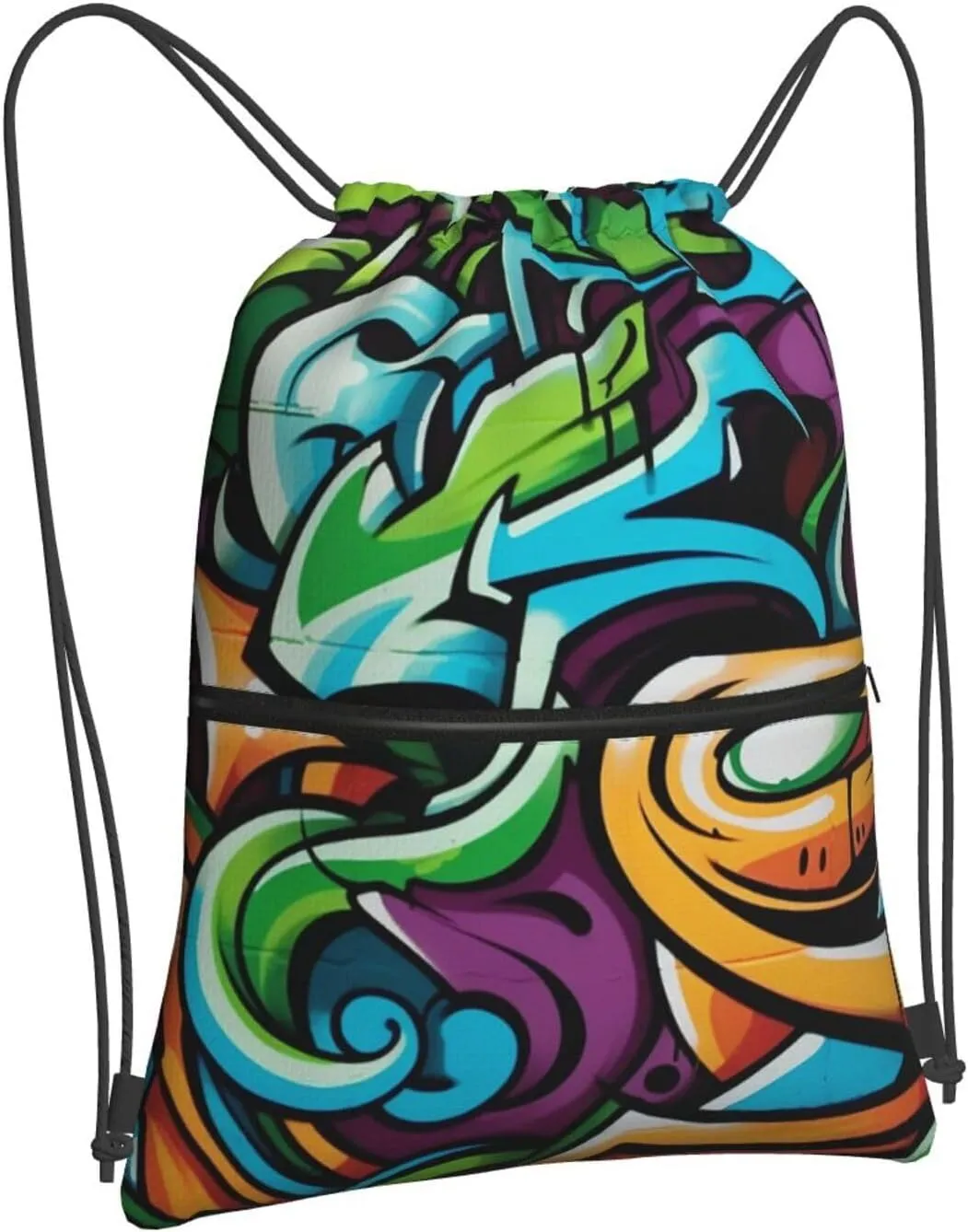 Drawstring Bag Gym Sack Drawstring Backpack Sport Gym Sack Cinch Bag Anime Owl Sport Bags for Travel, Graffiti Drawing Art, One Size