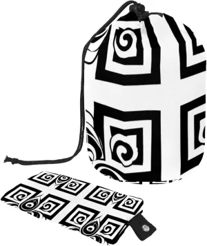 Drawstring Travel Cosmetic Bags Barrel Makeup Bag, Tradition Floral Greek Key Large Toiletry Organizer Waterproof for Women