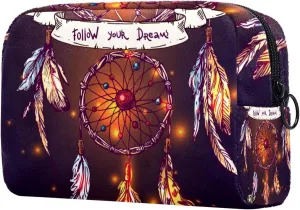 Dreamcatcher Small Makeup Bag for Purse, Portable Cosmetic Bag Zipper Makeup Pouch for Women, Stationery, Toiletries, Travel Accessories