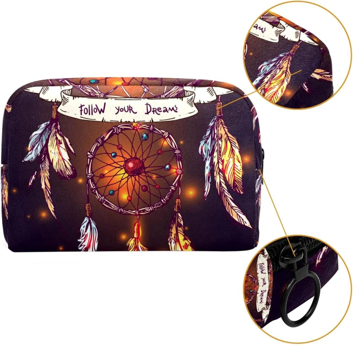 Dreamcatcher Small Makeup Bag for Purse, Portable Cosmetic Bag Zipper Makeup Pouch for Women, Stationery, Toiletries, Travel Accessories