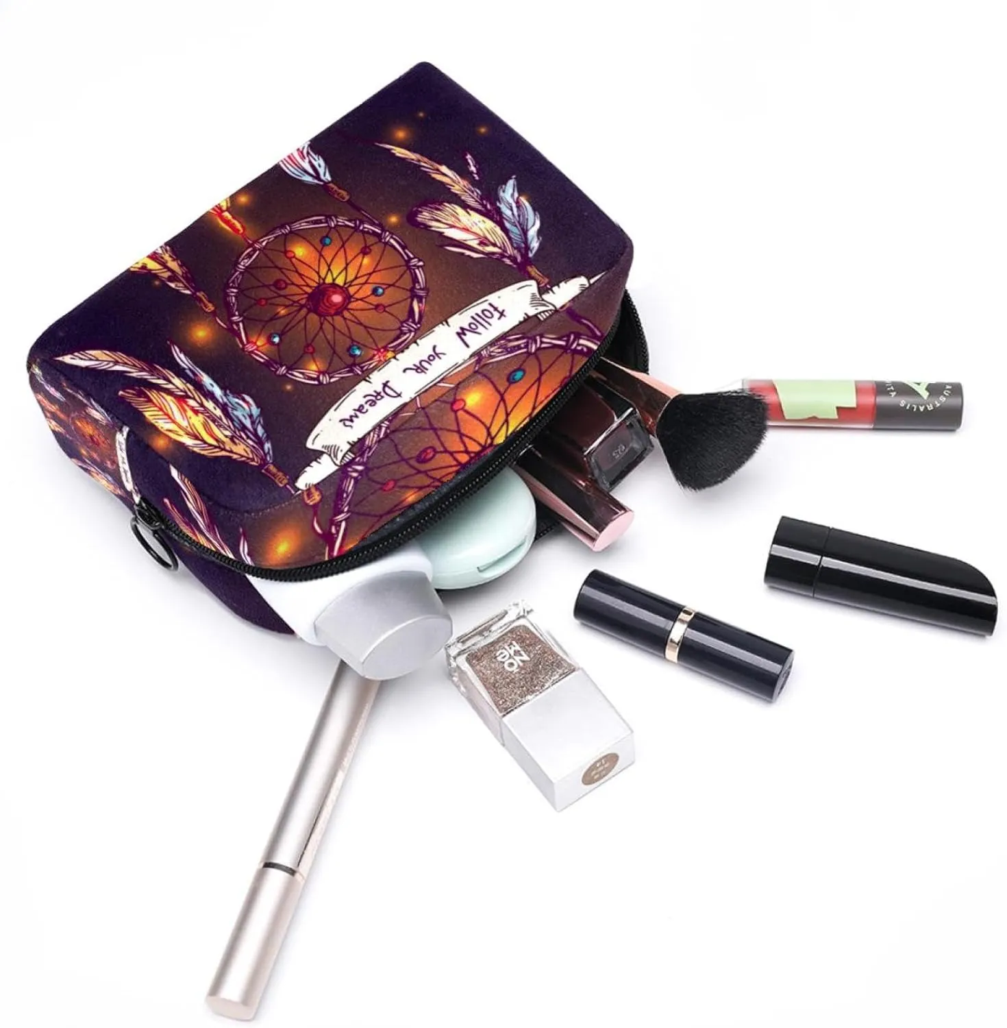 Dreamcatcher Small Makeup Bag for Purse, Portable Cosmetic Bag Zipper Makeup Pouch for Women, Stationery, Toiletries, Travel Accessories