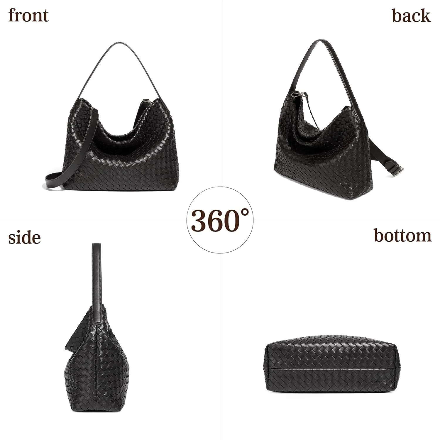 Dyalsa Woven Tote Bag for Women - Vegan Leather Large Messenger Retro Handmade Travel Shoulder Bag