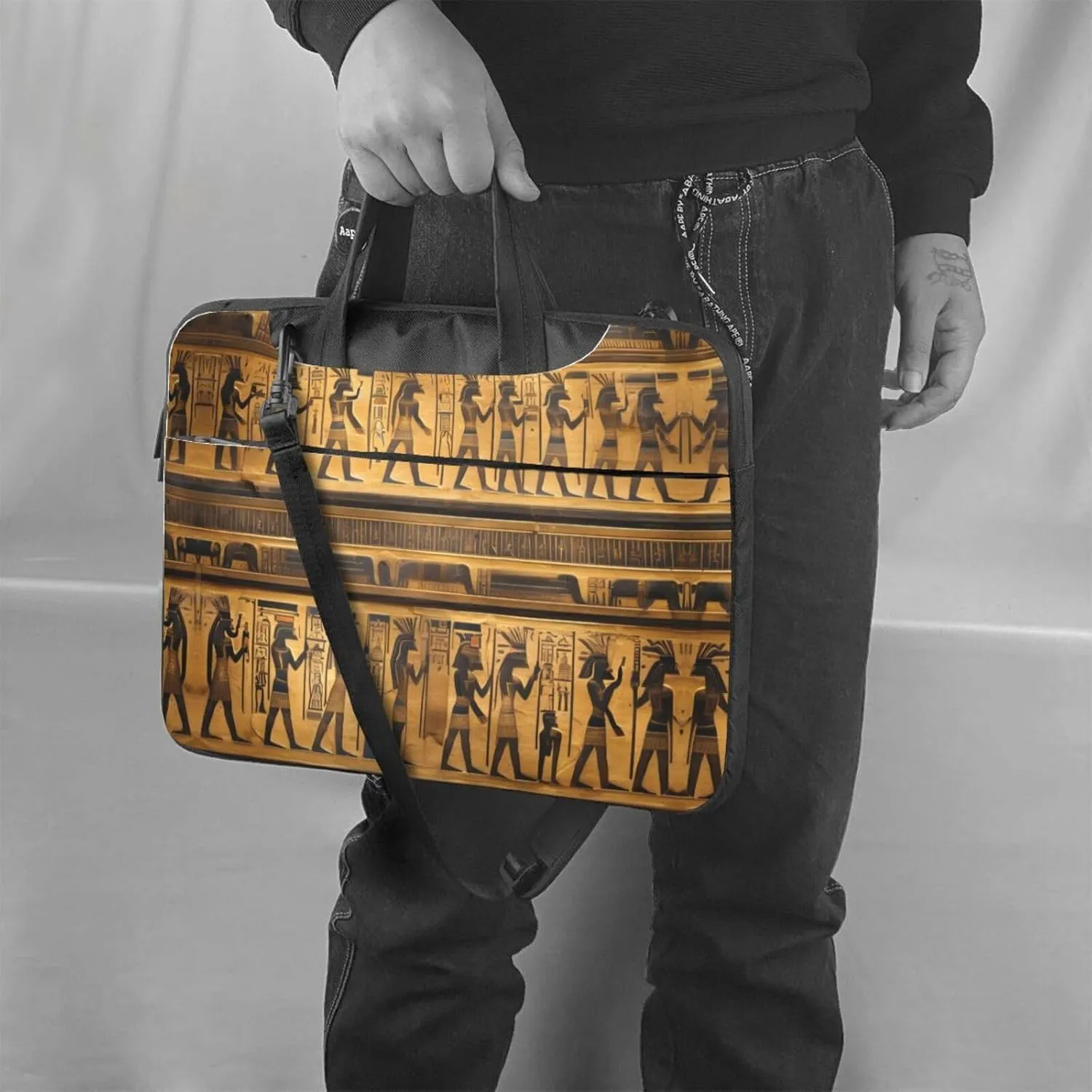 Egypt Hieroglyphics Print Trendy Oxford Cloth Laptop Bag - Versatile Laptop Case,Messenger Bag, Shoulder Bag