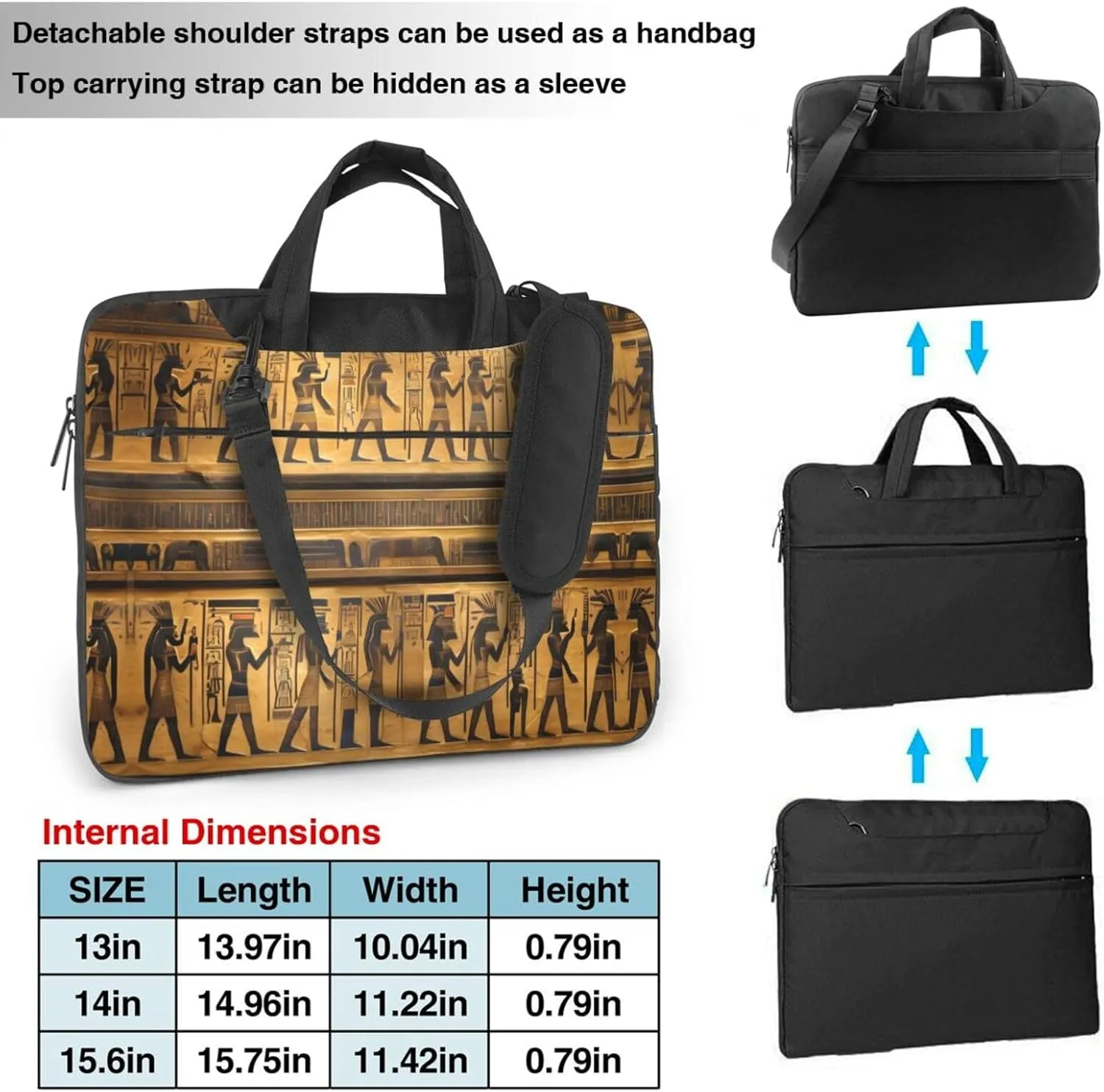 Egypt Hieroglyphics Print Trendy Oxford Cloth Laptop Bag - Versatile Laptop Case,Messenger Bag, Shoulder Bag