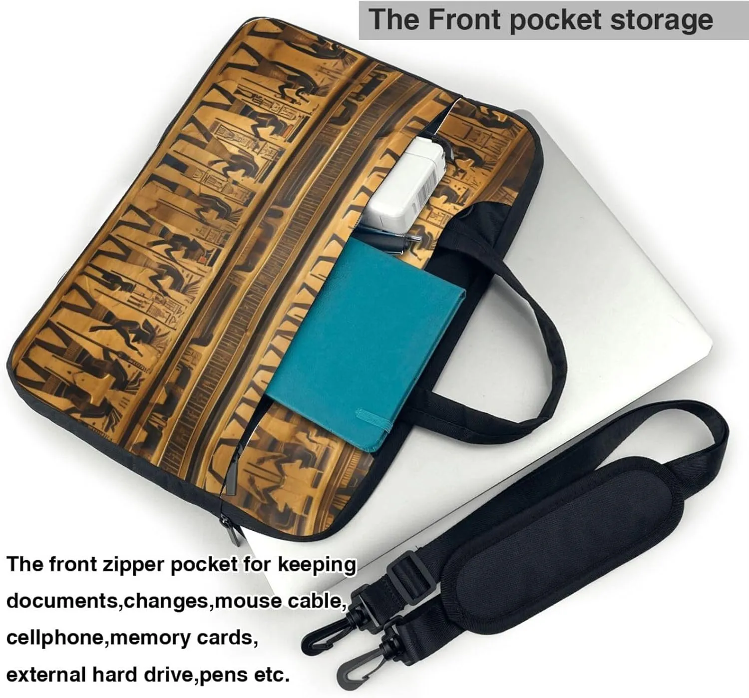 Egypt Hieroglyphics Print Trendy Oxford Cloth Laptop Bag - Versatile Laptop Case,Messenger Bag, Shoulder Bag