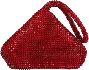 ele ELEOPTION Women Red Evening Bag Women's Clutch Purse Bag Triangle Full Rhinestones Bags Party Cocktail Wedding for 6.0inch Android IOS Phones