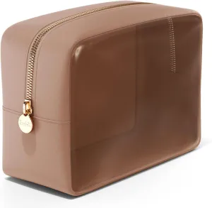 Embla Clear Cosmetic Bag Makeup Case, Clear Zipper Make Up Pouch and Toiletry Travel Tote, Cute Skincare Pouches for Women Girls, Preppy Purse Cosmetic Organizer, Large Makeup Bags, Mocha Mousse